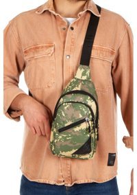 Kindfox Suya Dayanıklı Kumaş Unisex BodybagKa Kadın Omuz Çantası Haki