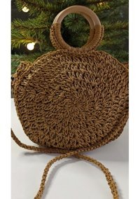 Ecndesing Handmade Sarmaşık Yuvarlak Kadın Omuz Çantası Kahverengi