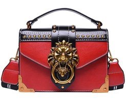 Worryfreeshopping Küçük Kare Kadın Omuz Çantası Kırmızı
