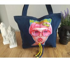 Otay Bag El Yapımı Lolipop Şekerli Kot Kadın Omuz Çantası Çok Renkli