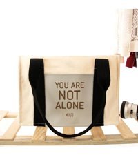 Miaju Yazılı Deri Cepli Kanvas Tote Bag Kadın Omuz Çantası Krem