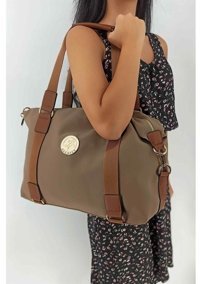 Çlk Accessories Büyük Paraşüt Kadın Omuz Çantası Vizon