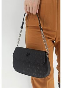 Çlk Accessories Gofraj Küçük Kapaklı Tr4065 Kadın Omuz Çantası Siyah