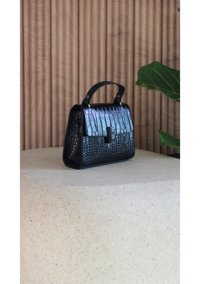 Watchofroyal Desenli Daisy Kadın Omuz Çantası Siyah