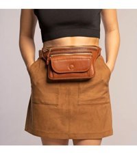 Gön Handmade Deri Bel Sot Kadın Omuz Çantası Kahverengi
