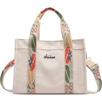 Maotai Shop Vintage Kanvas Tote Kadın Omuz Çantası Beyaz