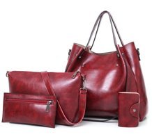 Cbtx Global 4'Ü 1 Arada Retro Moda Büyük Kapasiteli Kadın Omuz Çantası Kırmızı