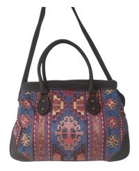 Erkan Otantik Kilim Desenli Kadın Omuz Çantası Turkuaz