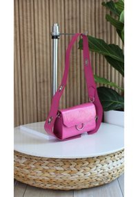 Watchofroyal Desenli Deri Ayarlanabilir Dina Kadın Omuz Çantası Pembe