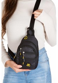 Newish Polo Keten Kumaş Kadın Omuz Çantası Siyah - Sarı