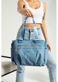 Mega Bag Saten Kadın Omuz Çantası Mavi