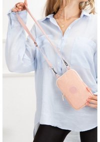 Newish Polo Krınkıl Kumaş Bölmeli Mini Kadın Omuz Çantası Pudra