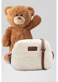 Nothing Krem Kürklü Peluş Mini Urban Krem Kadın Omuz Çantası Taba - Krem