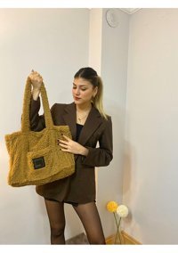 Luluyen Peluş 2024 Sonbahar Kış Sezonu Yeni Moda Kadın Omuz Çantası Taba