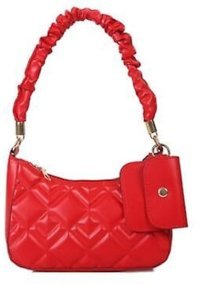 Alibee Yumuşak Pu Bag Moda Sıradan Pileli Kadın Omuz Çantası Kırmızı