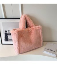 Chelsea Miffy Kış Moda Büyük Kapasiteli Yumuşak Peluş Kadın Omuz Çantası Pembe
