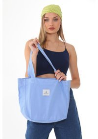 Berymood Bebe Kumaş Bez Tote Bag Kanvas Spor Kadın Omuz Çantası Bebe Mavi