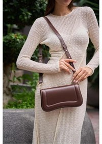 Gülşah Çaptı Bag Mıknatıs Kapamalı Kadın Omuz Çantası Kahverengi