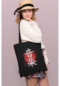 Brz Collection Kanji Tote Bag Gabardin Kadın Omuz Çantası Siyah