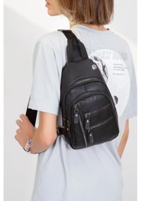 Newish Polo Newish Unisex Vegan Deri Kadın Omuz Çantası Siyah