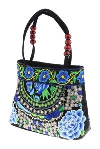 Magideal Suntek Vintage Stil Etnik Nakış EÇokRenkli1 Kadın Omuz Çantası Çok Renkli