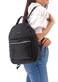 Çlk Accessories Önden Fermuarlı Kumaş Kadın Omuz Çantası Siyah