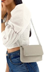 Çlk Accessories Zincirli Çok Hafif Basic Kadın Omuz Çantası Gri