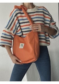 Takmoda Kumaş Bağlamalı Shaka Model Kadın Omuz Çantası Turuncu