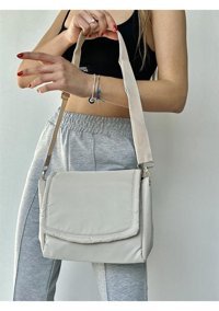 Takmoda Su Geçirmez Kumaş Kadın Omuz Çantası Bej