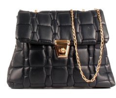 Luwwe Bag'S Zincir Nakışlı Kilitli Kapama 20713 Kadın Omuz Çantası Lacivert
