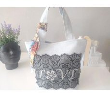 Otay Bag El Yapımı Love İşlemeli Buz JeanKot Kadın Omuz Çantası Çok Renkli