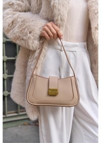 Gülşah Çaptı Bag Kısa Kadın Omuz Çantası Bej