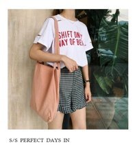 Worryfreeshopping Lbw Yıkanmış Pamuk Ve Keten Kadın Omuz Çantası Beyaz - Pembe