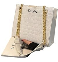 Kk SoxwModa Rahat Zincir Büyük Kadın Omuz Çantası Beyaz