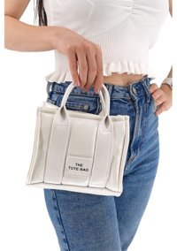 Çlk Accessories Minik Yazı Ve Kadın Omuz Çantası Beyaz