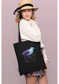 Brz Collection Seagull Nice To Sht Tote Bag Gabardin Kadın Omuz Çantası Siyah