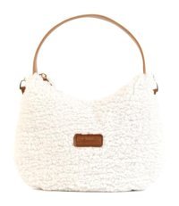 Nothing Kürkü Peluş Kulplu Zincir Mini Baget Kadın Omuz Çantası Taba - Krem