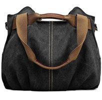 AlibeeRetro Hobo Kanvas Tote Alışveriş Kadın Omuz Çantası Siyah