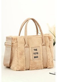Bipanya Bp4767O Tote Bag Peluş Deri Kadın Omuz Çantası Beyaz