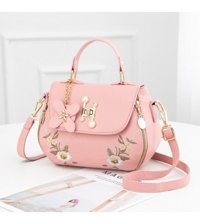 Jzcat Moda Nakışlı Kadın Omuz Çantası Pembe