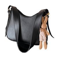 WorryfreeshoppingTavşan Kolyeli Retro Kadın Omuz Çantası Siyah