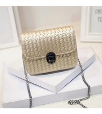 Sones Zincir Gelgit Küçük Kare Paket Messenger Kadın Omuz Çantası Altın
