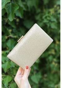 Çlk Accessories Simli Abiye Kare Model Gold Trabiye03 Altın Kadın Omuz Çantası Altın