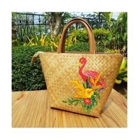 Refox Flamingo City Bag El Yapımı Hasır Kadın Omuz Çantası Çok Renkli