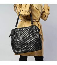 Gön Handmade Deri Alligator Olive Kadın Omuz Çantası Yeşil
