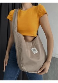 Takmoda Su İtici Kumaş Kadın Omuz Çantası Bej