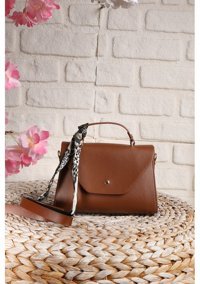 Valu Accessorize Fularlı Kadın Omuz Çantası Taba