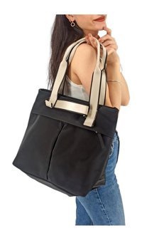 Çlk Accessories Paraşüt Kumaş Önü Fermuarlı Kadın Omuz Çantası Siyah