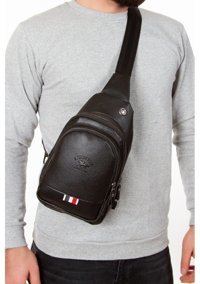 Newish Polo Unisex Kulaklık Çıkışlı Kadın Omuz Çantası Siyah