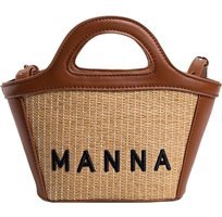 Worryfreeshopping Lbw Monogramlı Hasır Dokuma Kadın Omuz Çantası Kahverengi
